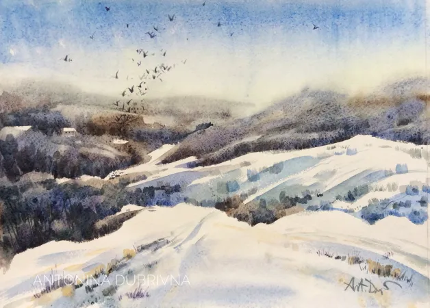 Snowy Холмы Panorama