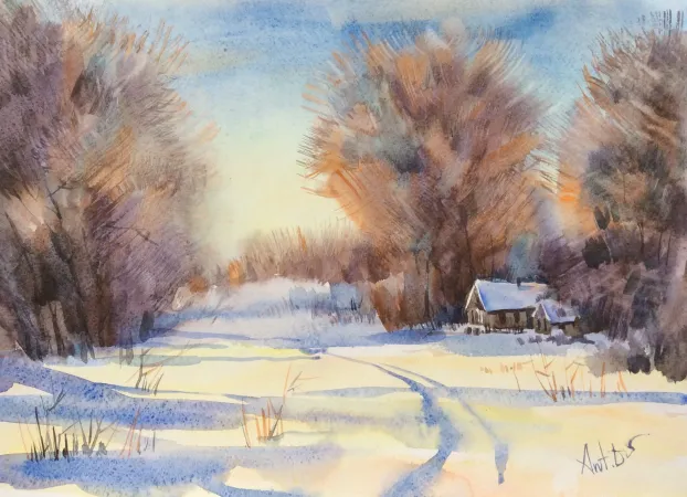 Frosty Cabin Dusk